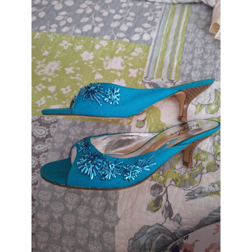 Vintage Metephor embellished tourquise slide